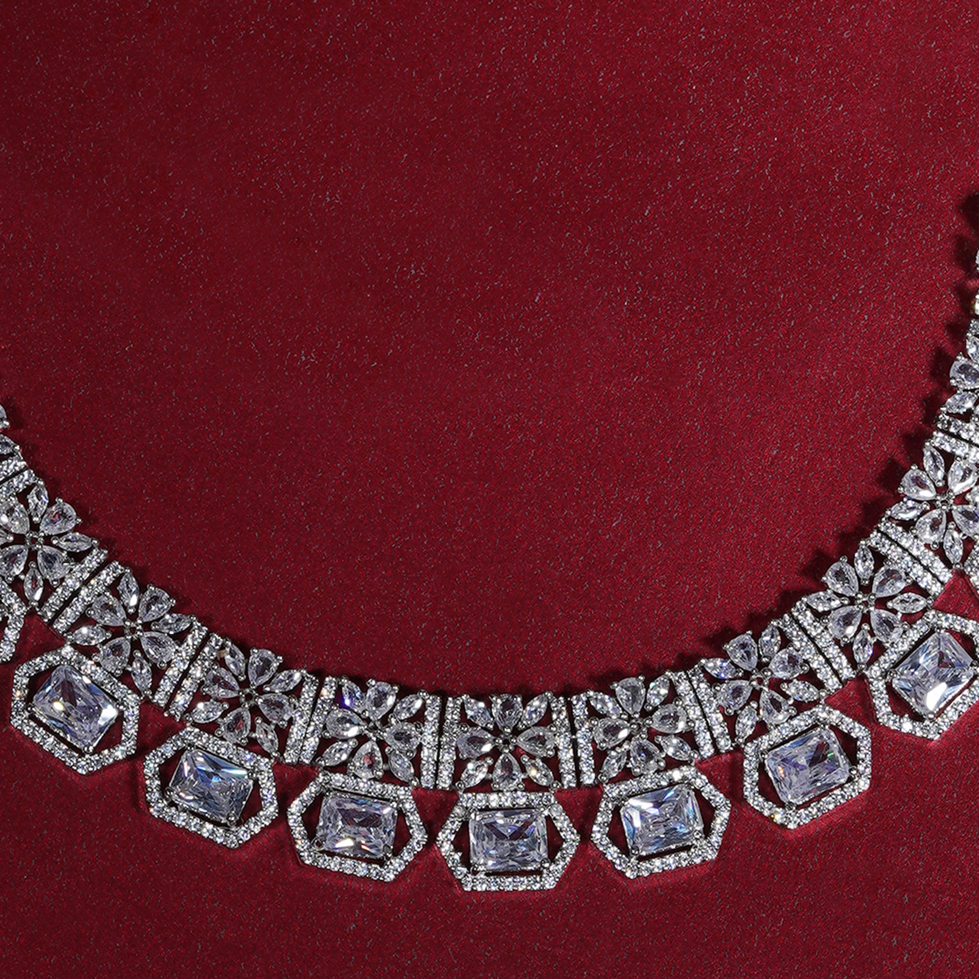 American Diamond Bollywood Style Necklace Set-Mivanaa